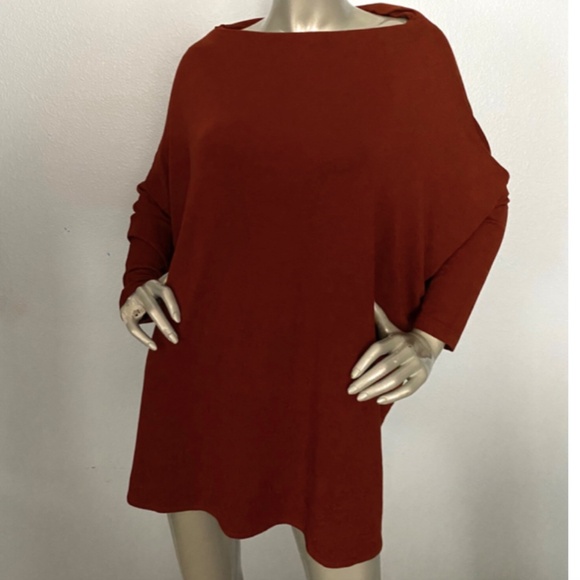 Bryn Walker Dimitri French Terry Knit Draped Neck Dolman Oversized Tunic - Picture 3 of 3